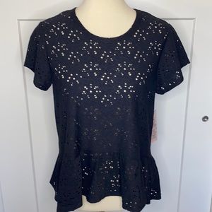 !!!Host Pick!!! NWT Nanette Lapore Embroidered Eyelet Peplum Top